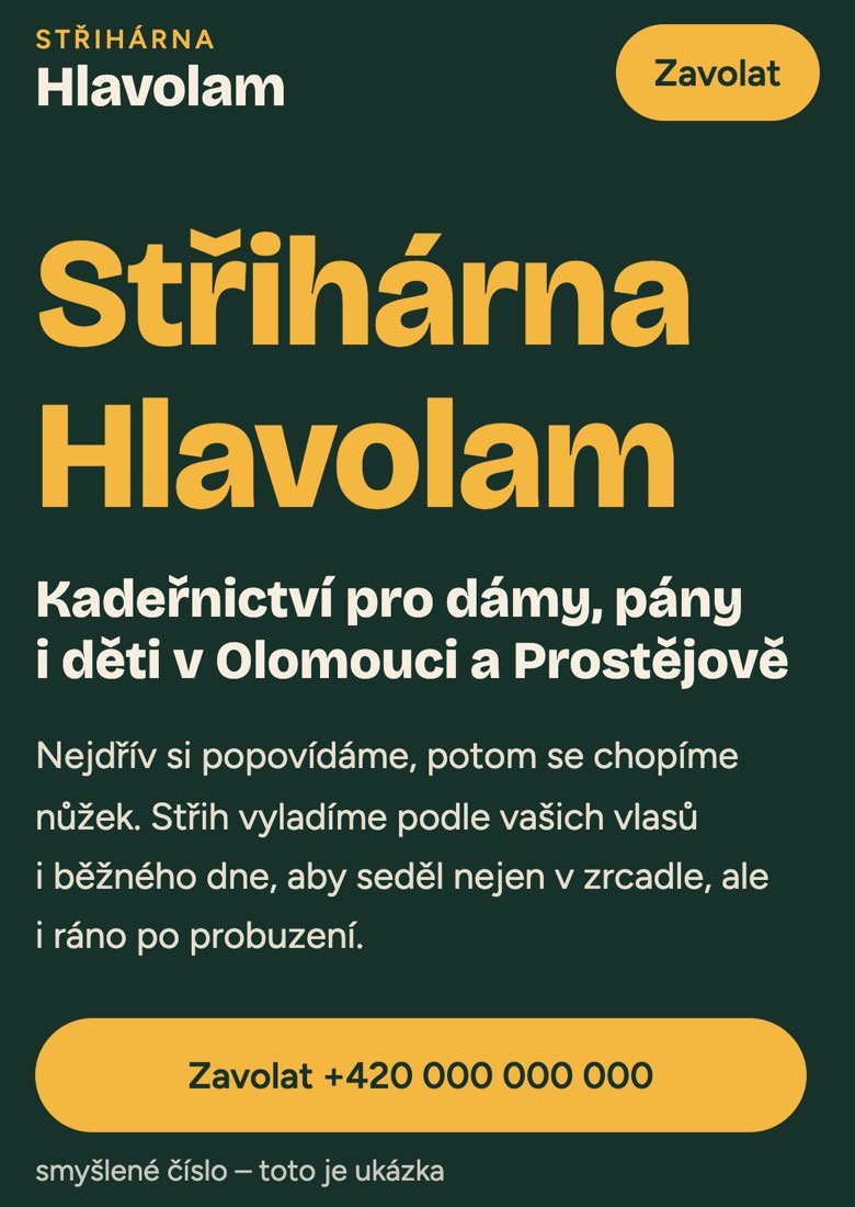 Ukázkový web Střihárna Hlavolam